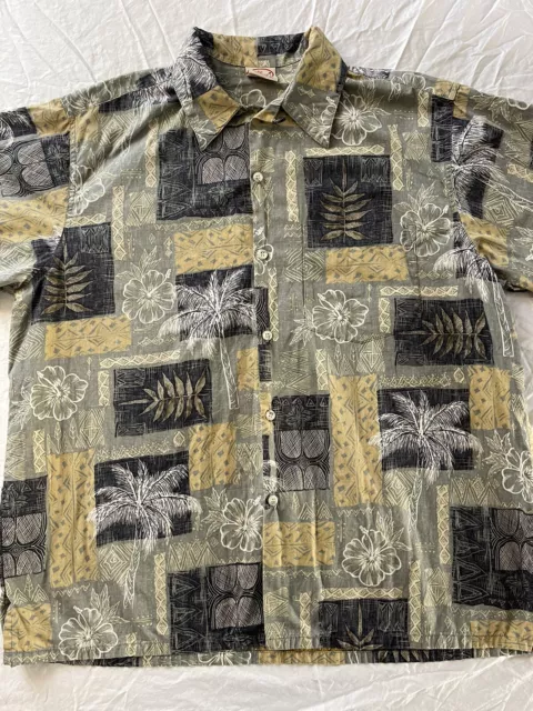 Go Bearfoot Oversize Print Men's Cotton Hawaiian shirt size  XL Made in USA