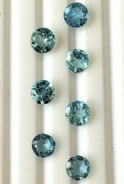 Blue Aquamarine 5X5 mm Round Cut Natural Faceted Santa Maria Gemstone 7 PCS Lot