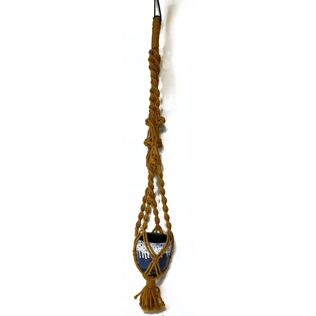 Vintage Handmade Macrame Plant Hanger 45 Inch Nylon Tread (planter no included)