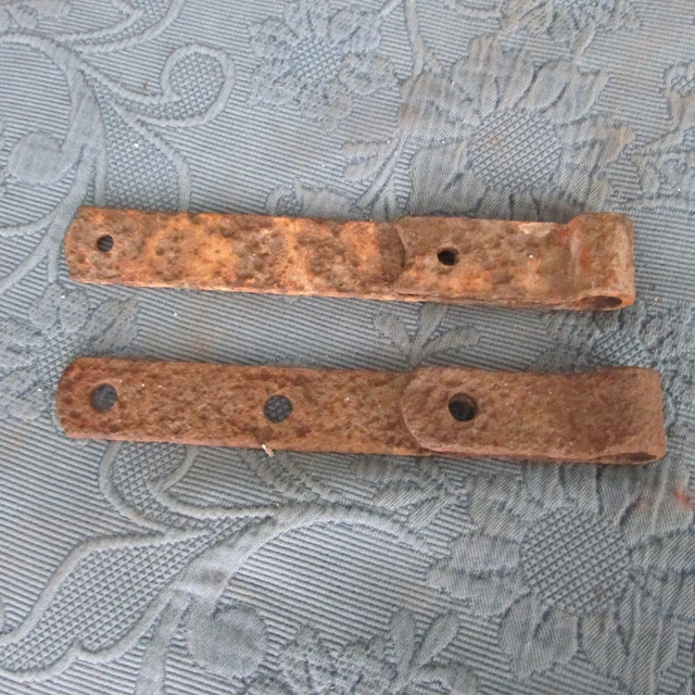 Pair of Antique Iron Gate or Barn Strap Hinges, 10 3/4 Inch