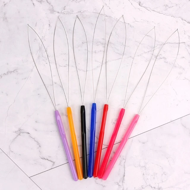 Hair Extension Needle Threader Wire Pulling Hook Rings Bead Device Tool