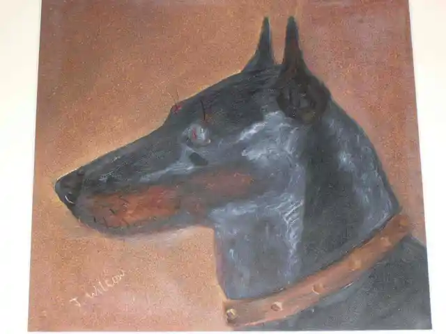 Superb Rare Antique Manchester Toy Terrier Dog Oil Painting 1890 By J Wilson
