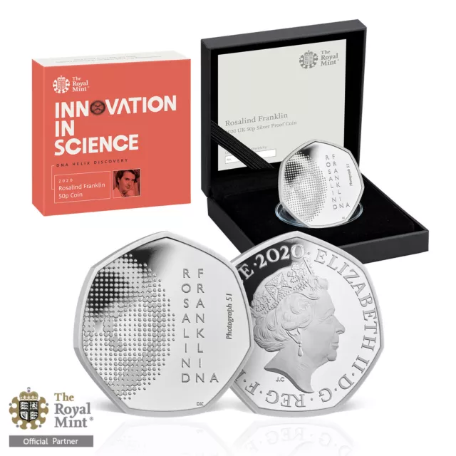 Royal Mint Rosalind Franklin 50p Coin Silver Proof UK 2020 Limited Edition