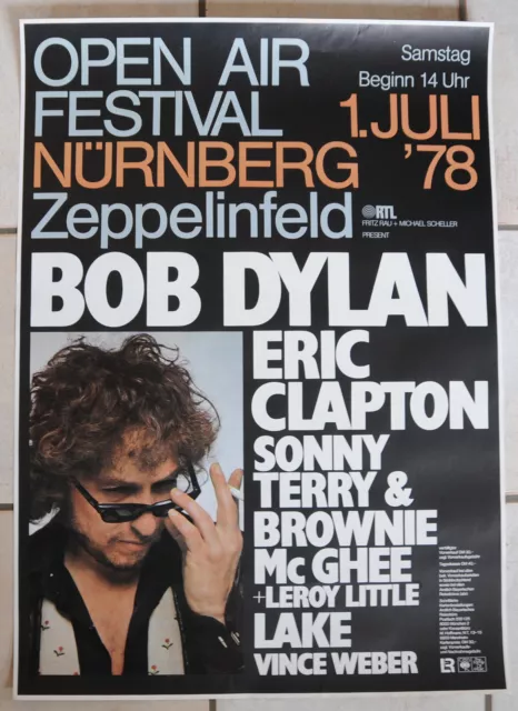 Bob Dylan Eric Clapton rare original vintage 1978 Concert Poster NEAR MINT, Tour