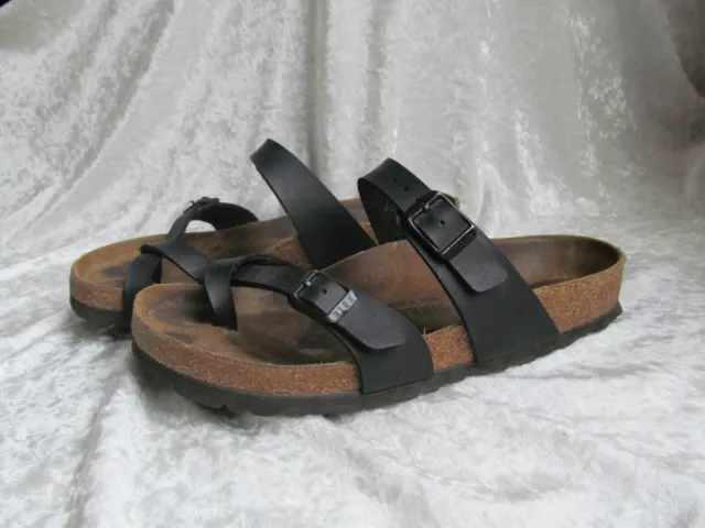 Women's Birkenstock Black Leather Mayari Slide Sandals Size 37 US 6 - 6.5