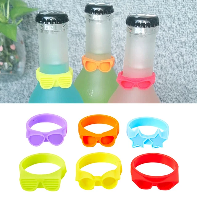 6 piezas Vasos de silicona en forma de vaso de vino Marcador Copa de beber SiZ8