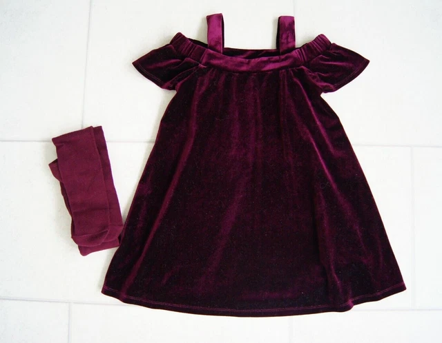 Girls New Tights & Next Velour Party Dress Age 3 Years