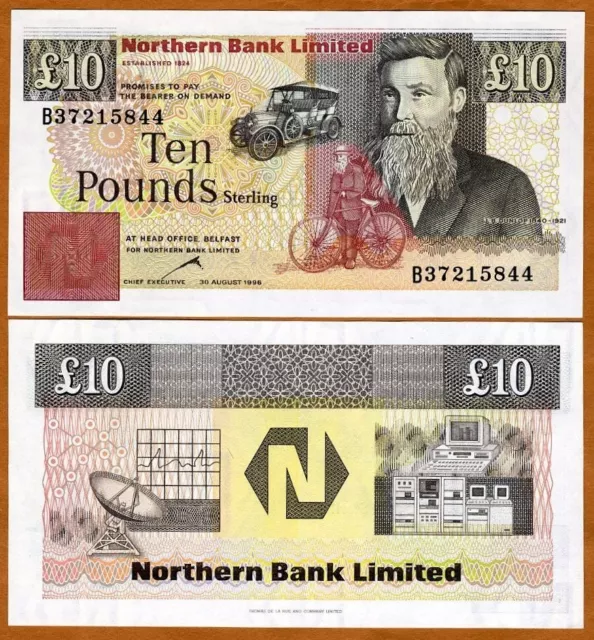 Ireland Northern Bank, 10 pounds, 1996, P-194c, UNC