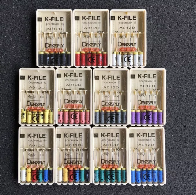 All size Dentsply Maillefer K-File Endodontic Dental Files 12 Packs 31mm