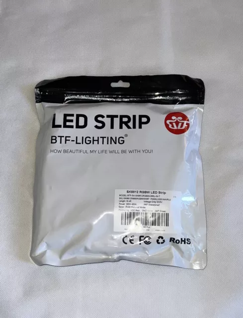 BTF-LIGHTING - SK6812 RGBW Led Strip Light 5m Addressable BTF-5V-060L-W IP67 DC