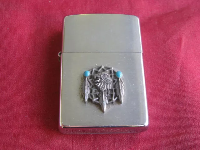 2001 Brushed Chrome Zippo with a Dream Catcher & Turquoise Accents