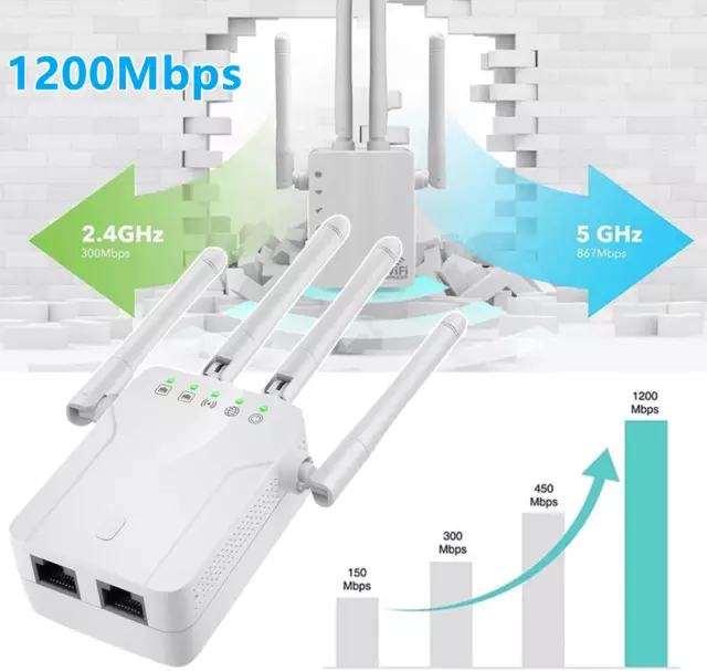 1200Mbps WLAN Repeater Router Range Wifi Signal Verstärker Access Point Booster