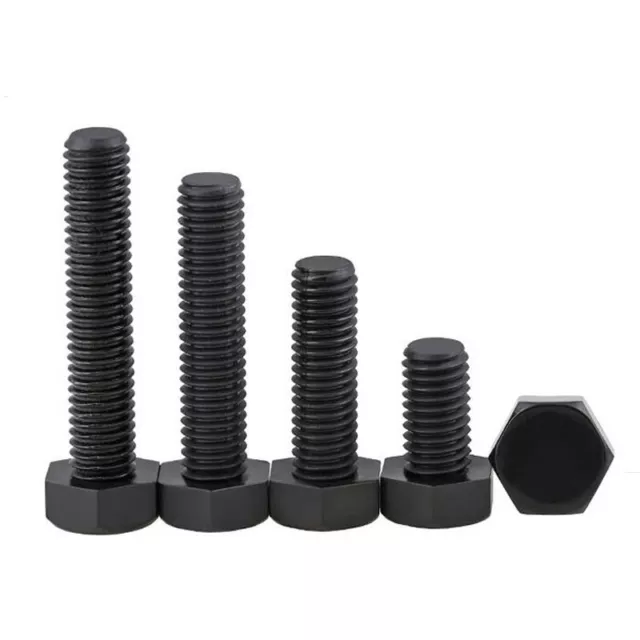 Nylon Plastic Hex Bolt Head Fully Threaded Set Screws Bolts Black M8 M10 M12