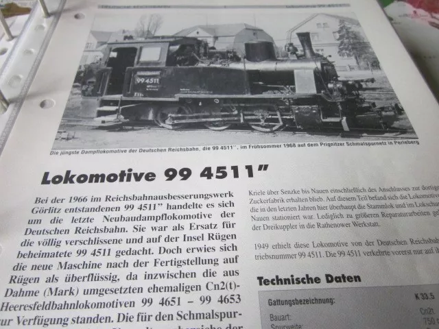 Neben- und Schmalspurbahnen 15 Fahrzeuge Lokomotive 99 4511