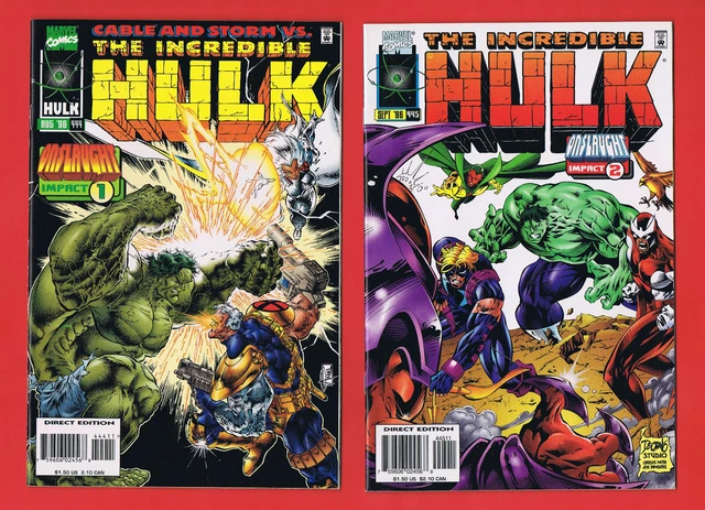 INCREDIBLE HULK  #444 445 (Marvel) Cable VS Onslaught Impact 1 -2 NEW NM/NM+