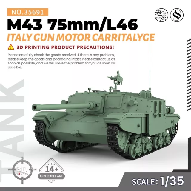 SSMODEL SS35691 1/35 Military Model Kit Italy M43 75mm/L46 Gun Motor CarrItalyge