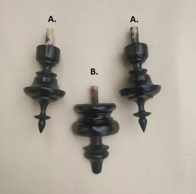 SET 3  WOODEN FINIALS TO THE ANTIQUE CLOCK BECKER,LENZKIRCH...No.1