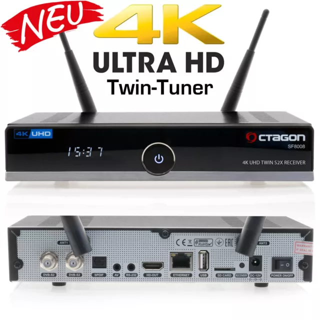 Octagon SF8008 4K UHD H.265 E2 Linux Récepteur Satellite DVB - S Câble Dvb-C Pvr
