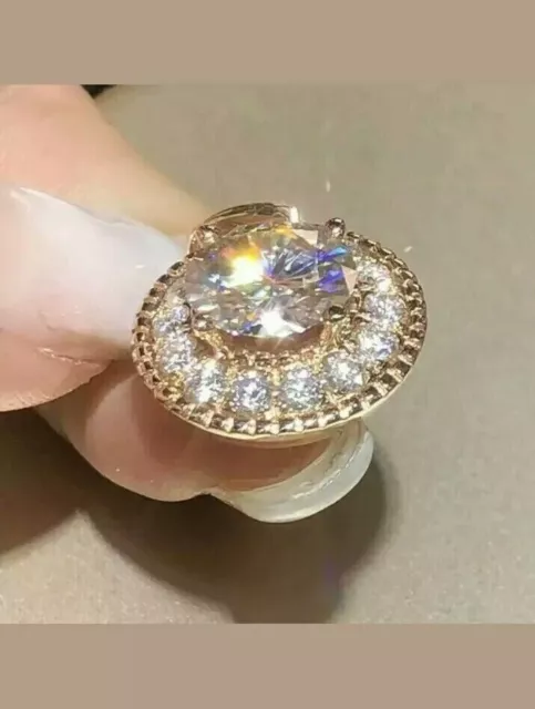 2.50Ct Moissanite Rond Pendentif Solide 14K Plaqué or Rose 2