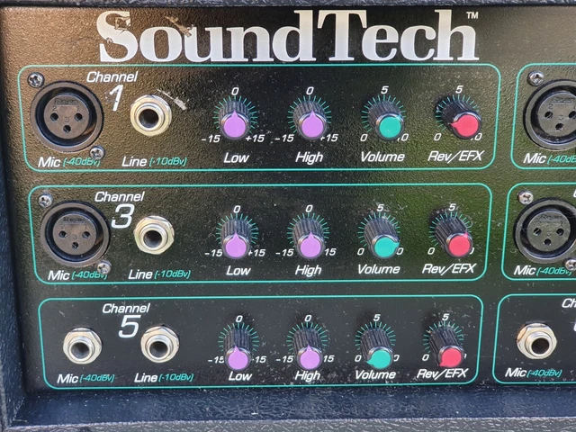 VINTAGE SOUNDTECH QUICKMIX 6 QM6 PA Stage Analogue Mixer 100W Amplifier ...