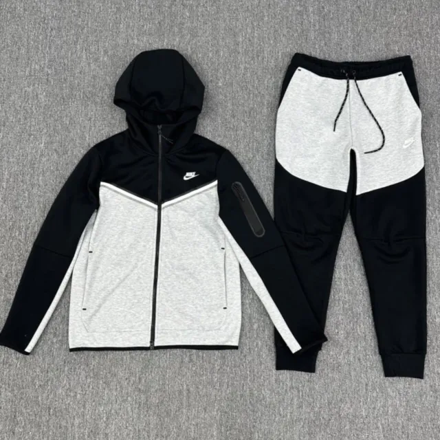 Nike Grey and Black Tech Fleece Tracksuit Set | Size Medium