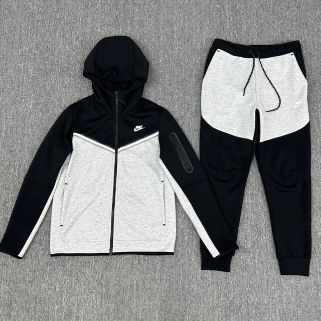 NIKE GREY AND Black Tech Fleece Tracksuit Set