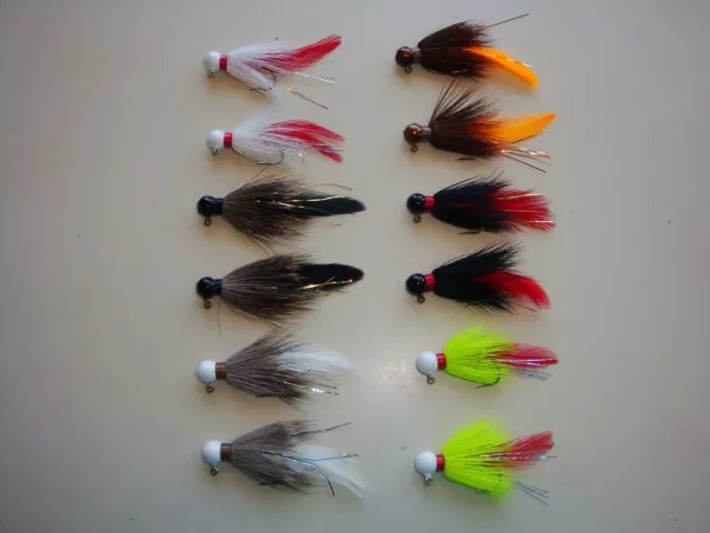 HAND TIED DEER HAIR FISHING JIGS COLOR DOZEN Trout,crappie,bass