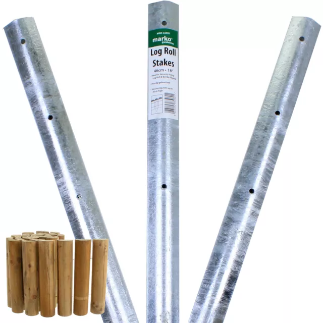 Log Roll Galvanised Stakes Packs of 3 Boarding Edging Lawn Edging Support