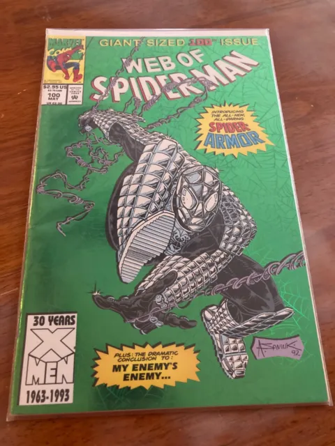 Web of Spider-man #100 (1992) KEY 1st Appearance Of Spider-Armor!Foil cover NM