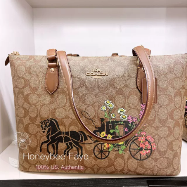NWT Coach Gallery Tote In Signature Canvas With Floral Horse And Carriage CT254