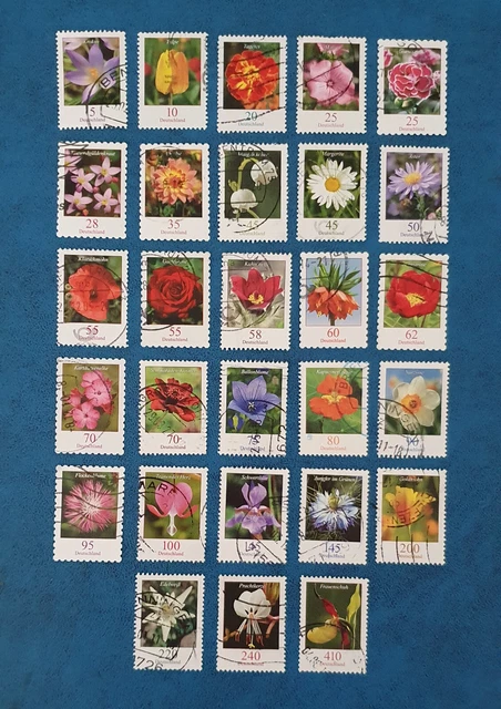 Kleines Lot - BUND 28 versch. Briefmarken "Blumen" - 2005 bis 2019 - gestempelt