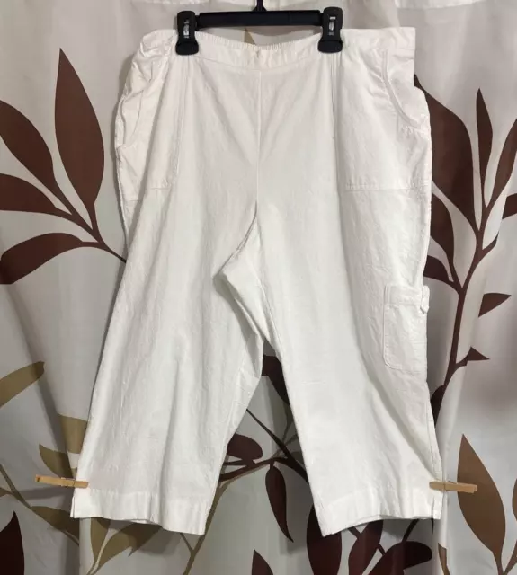 ALFRED DUNNER WOMEN'S White Cotton Chino Capri Pants Size 16 Spring ...
