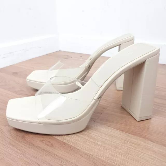 ZARA NUDE BEIGE clear plastic Perspex Heels Sandals mules slip on UK 6 Eur 39 19.99 PicClick UK