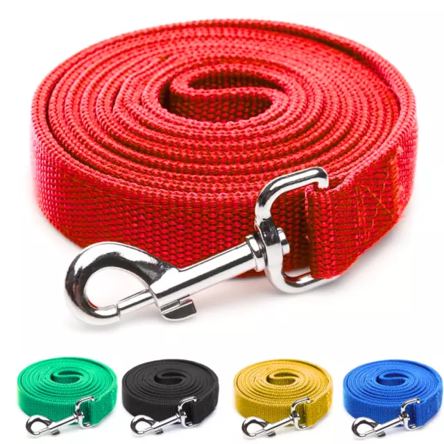 Pet Dog Training Lead Strong Long Tracking Leash Webbing Walking Recall Line UK