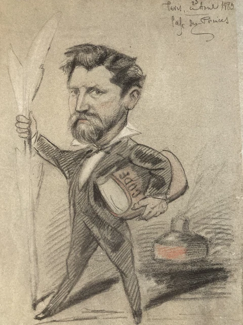 Dessin Original École Française – Caricature Belle Époque – Sports (Boxe, Lutte) – 1900