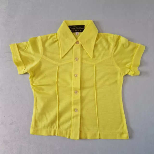 Camicia vintage collare pugnale ragazza | 5-6 anni | giallo acrilico deadstock anni 70 KA01