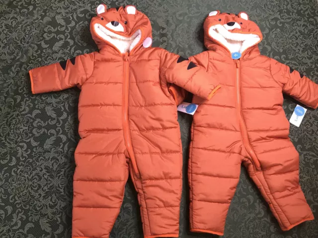 NWT carters TWINS 6-9 M tiger 3D Ears snow suit pram coat jacket puffer bunting