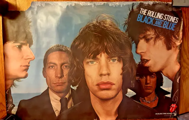 Rolling Stones 1976 Black and Blue Original Promo Poster - Rare Rough Condition