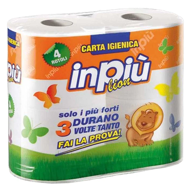 Set 4 Rotoli di Carta Igienica InPiù 2 Veli Effetto Morbido Pura Cellulosa