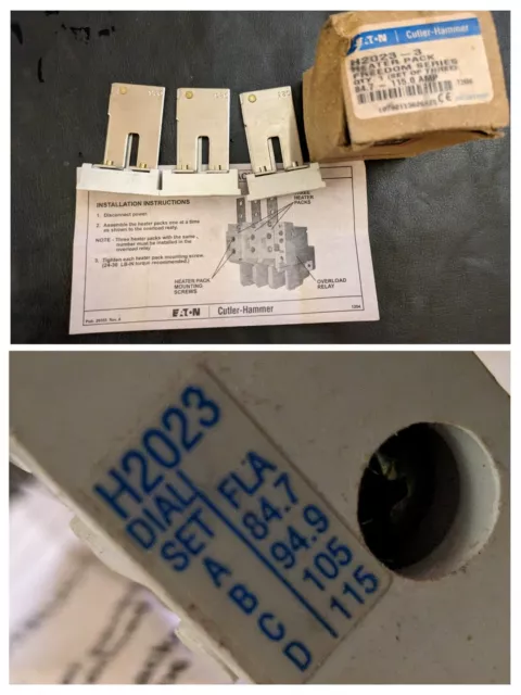 Paquet De 3 Eaton Cutler Hammer Freedom Séries Chauffage H2023-3 84.7 115 Amp
