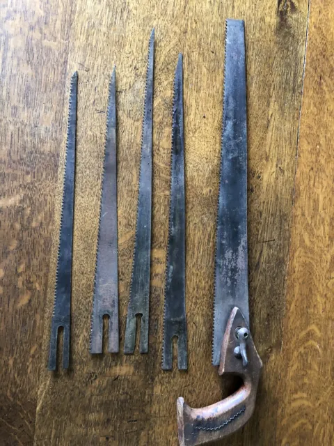 Rare Vintage Keyhole Handsaw Original 5 Blades With Onboard Storage