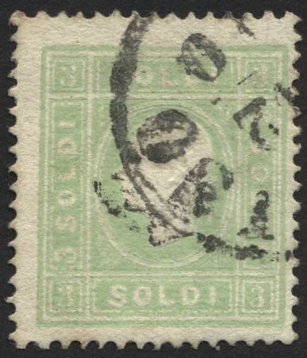 LOMBARDEI UND VENETIEN 8a o, 1862, 3 So. grün, Pracht, Mi. 90.-