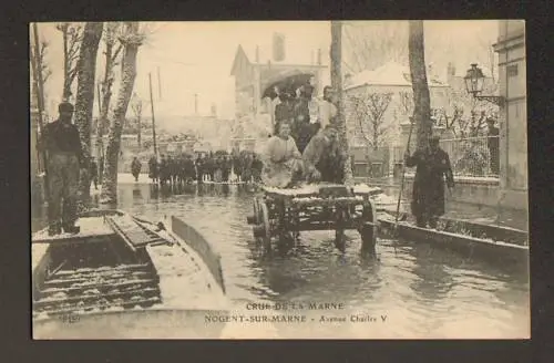 NOGENT (94) Inondation 1910 , VILLAS Avenue CHARLES V