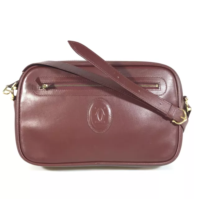 Cariter Bag Shoulder Bag Dark Red Leather Authentic
