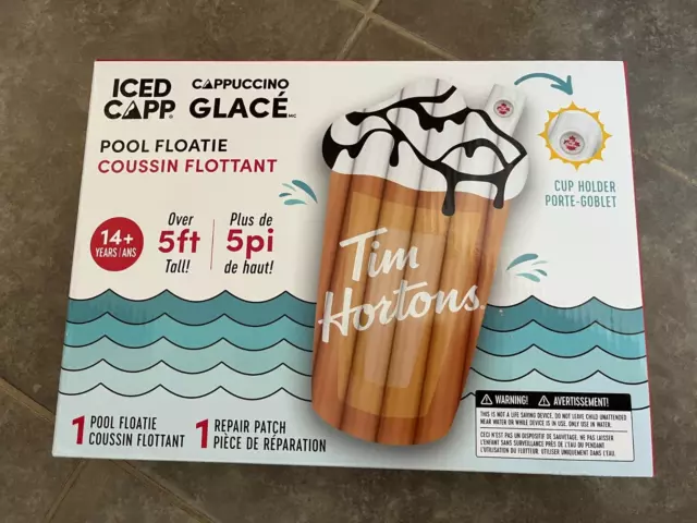 New Tim Hortons 2023 Iced Capp Pool Floatie Beach Water Float 65"x37"  +5' Tall