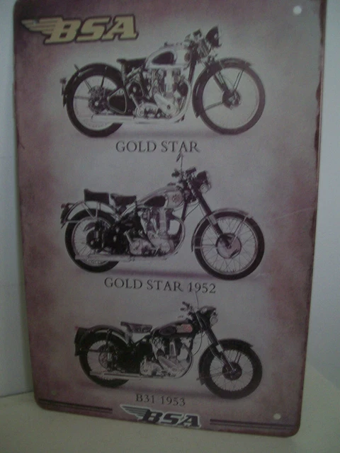 Bsa Gold Star 1952 B31 1953 Motorräder Vintage Design Blechschild Garage Mansave