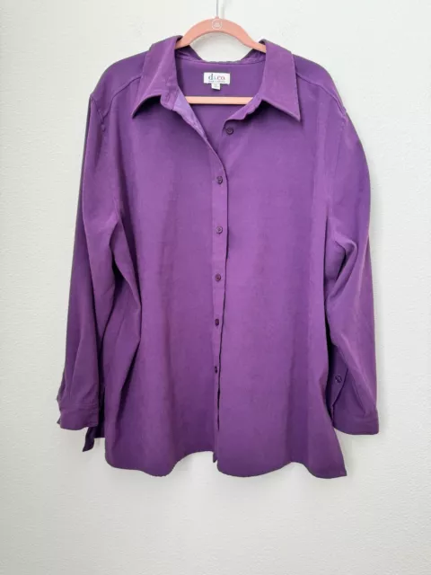 D&Co QVC Purple Button Down Long Sleeve Shirt Collared Women's Size 2X