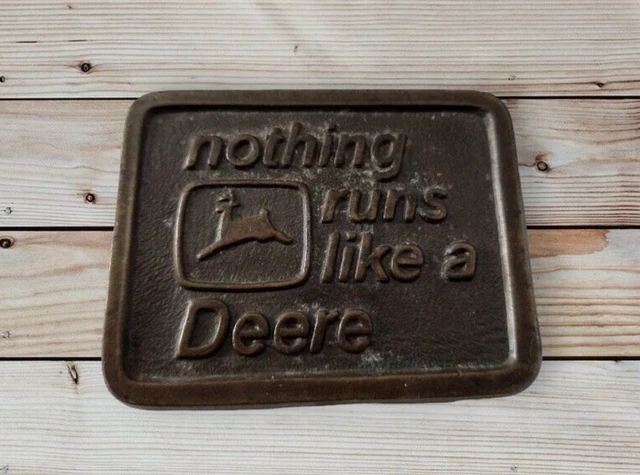 VTG 1978 John Deere "Nothing Runs Like A Deere"  Brass Belt Buckle 23/4" x 2"