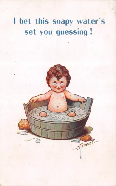 Bamforth Witty Postcard No 323 Baby In Bath D Tempest Used Unused G Plus