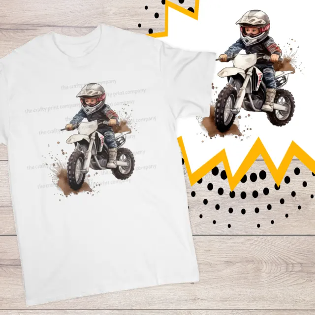Personalised Child on Dirt Bike Children's Kid's Tee T-shirt Top, Motorbike